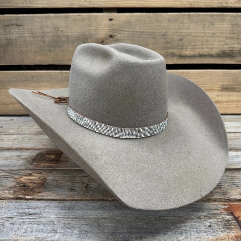 Rhinestone Crystal Suede Leather Hat Band